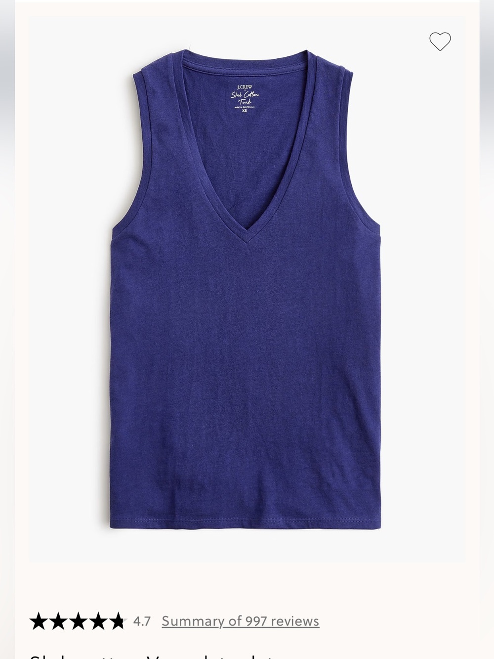 J. Crew Factory Sleeveless V-Neck Tank Top in Blue